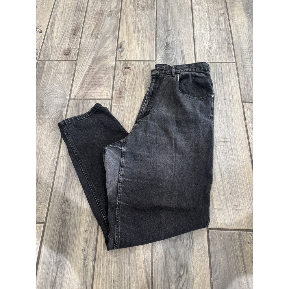 LIZwear Women's Size 16 Black Denim Jeans Straight Leg High Rise 100% Cotton